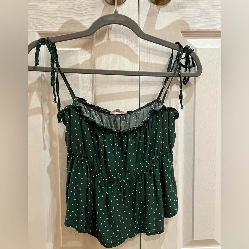 PacSun lottie moss green tie crop top tank- small